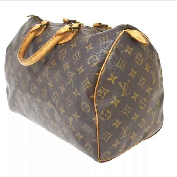 LOUIS VUITTON LV SPEEDY 35 TRAVEL HAND BAG MONOGRAM LEATHER BROWN M41524 62JD308 - Picture 4 of 10